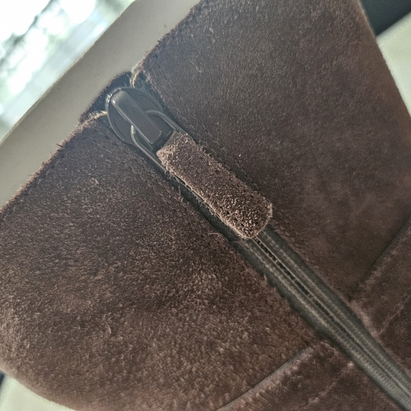 Waterproof Brown Suede Boots - Brass Hardware - Size 6-1/2 B - Picture 6 of 9